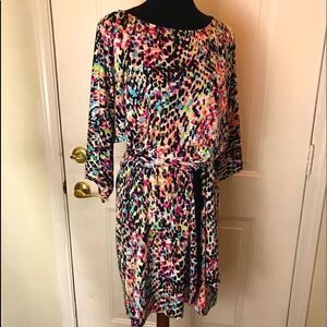 Multi- colored M Pretty Silky Slip Dress with Belt